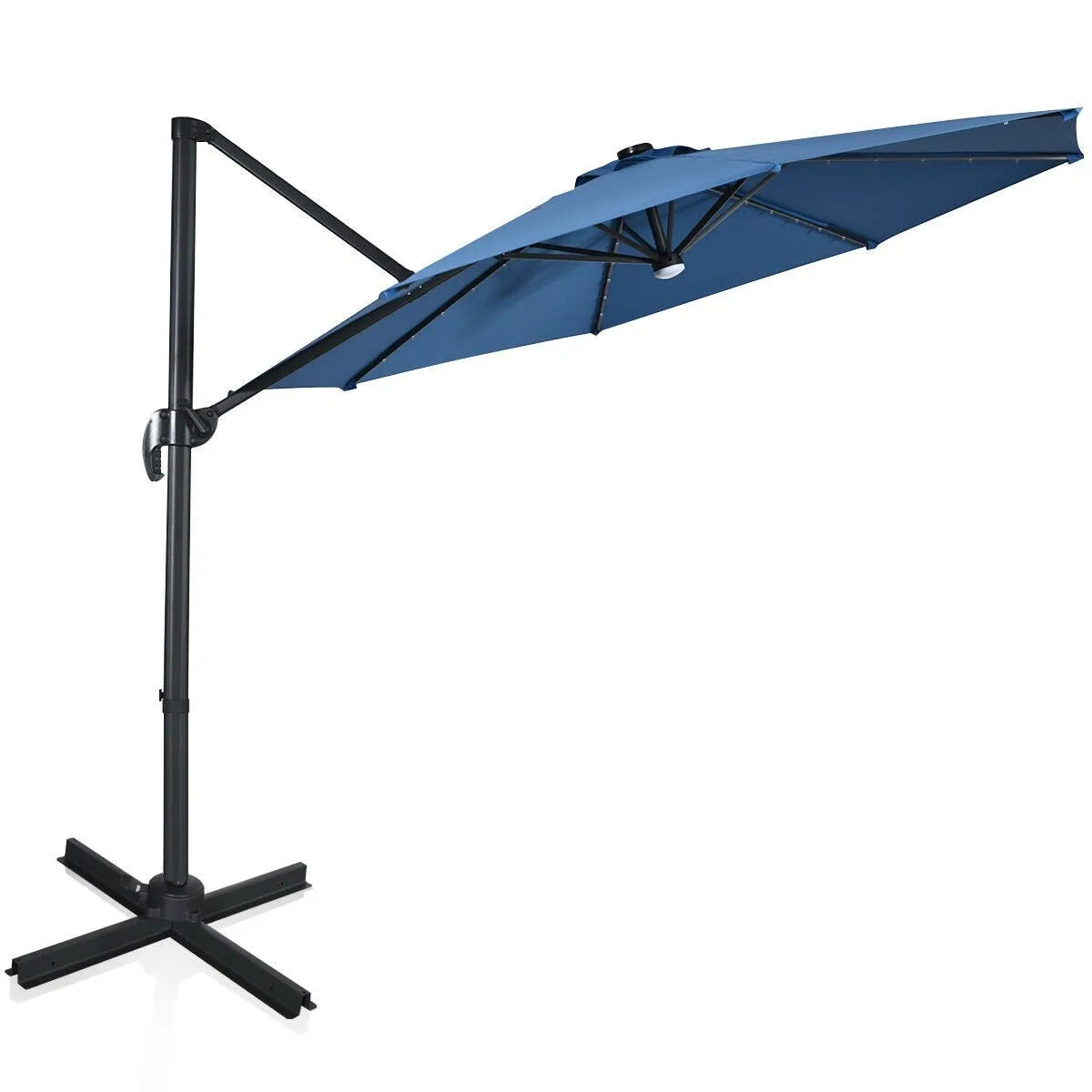 10 Ft. Patio Offset Cantilever Umbrella with Solar Lights - Blue