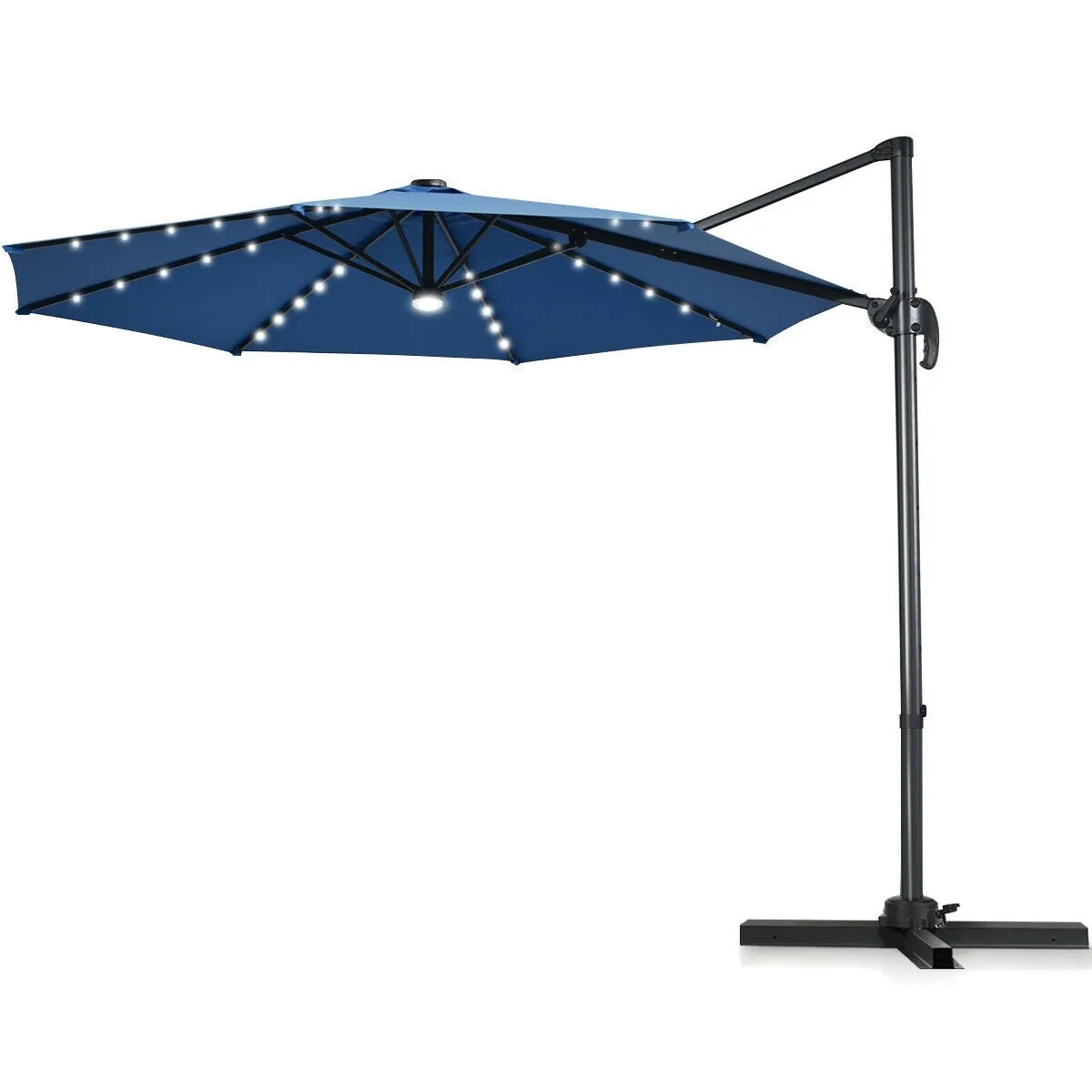 10 Ft. Patio Offset Cantilever Umbrella with Solar Lights - Blue