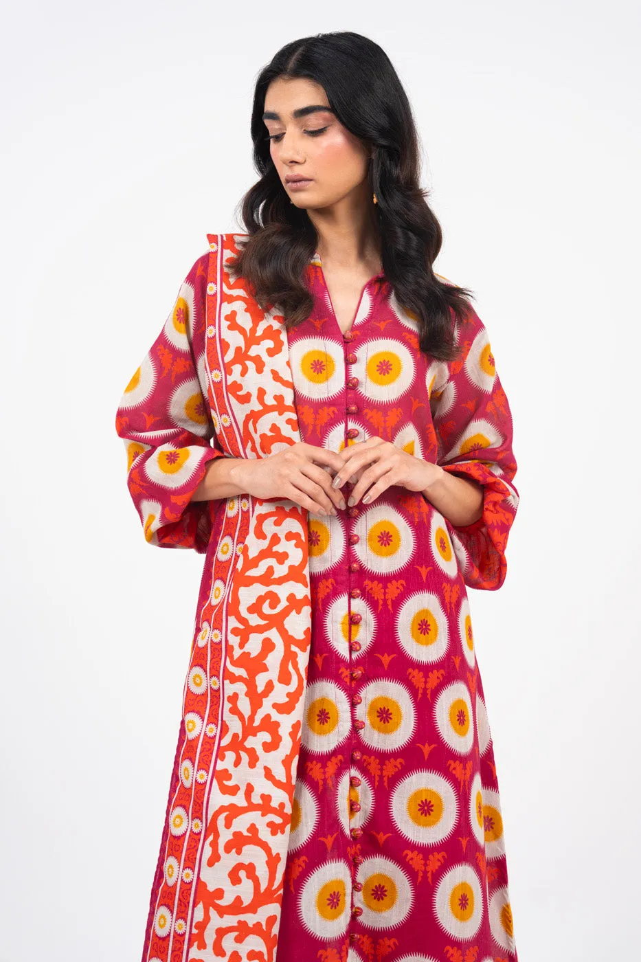 2 Piece Printed Khaddar Suit With Light Khaddar Dupatta