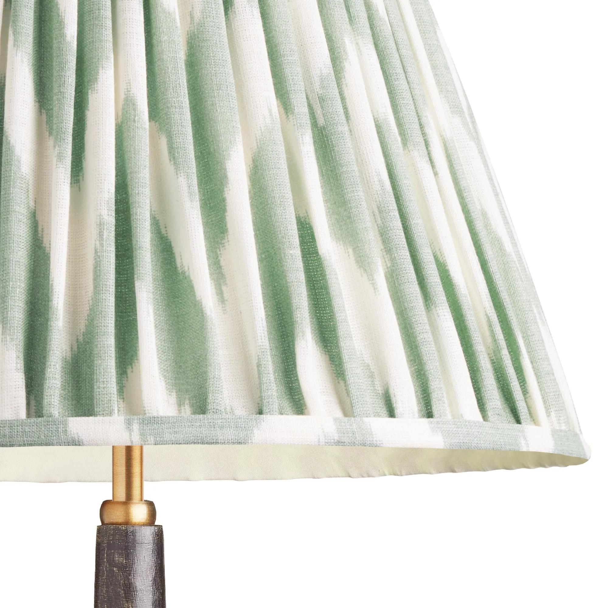 20cm empire gathered lampshade in eau de nil printed linen ikat