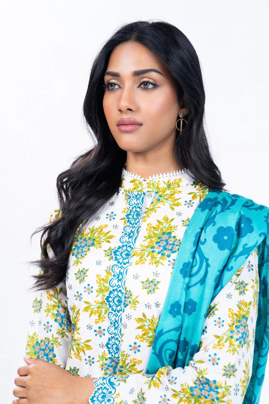 3 Pc Printed Lawn Suit With Lawn Dupatta