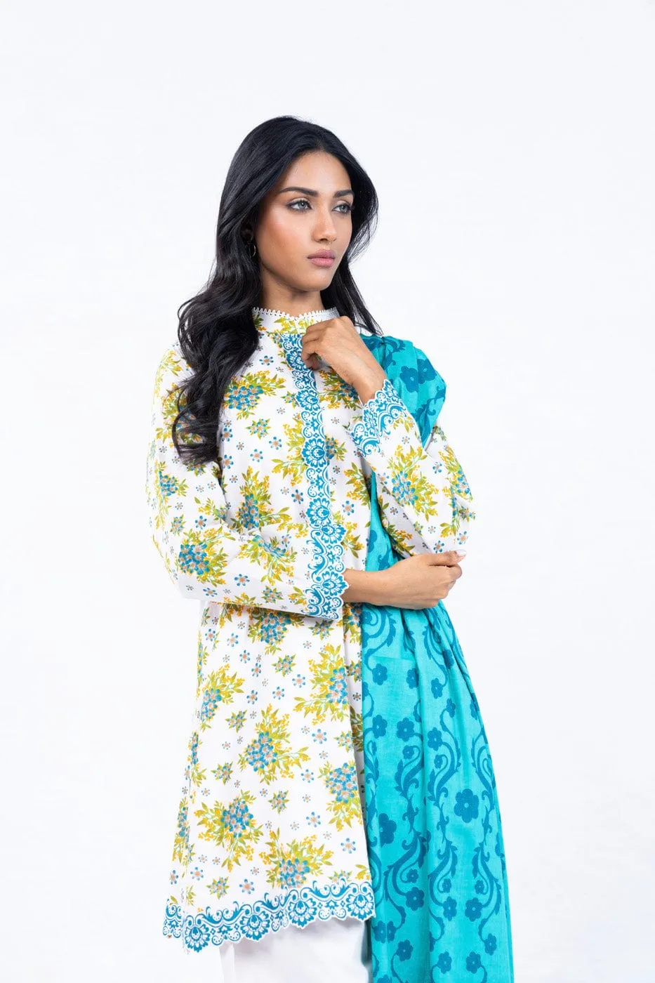 3 Pc Printed Lawn Suit With Lawn Dupatta