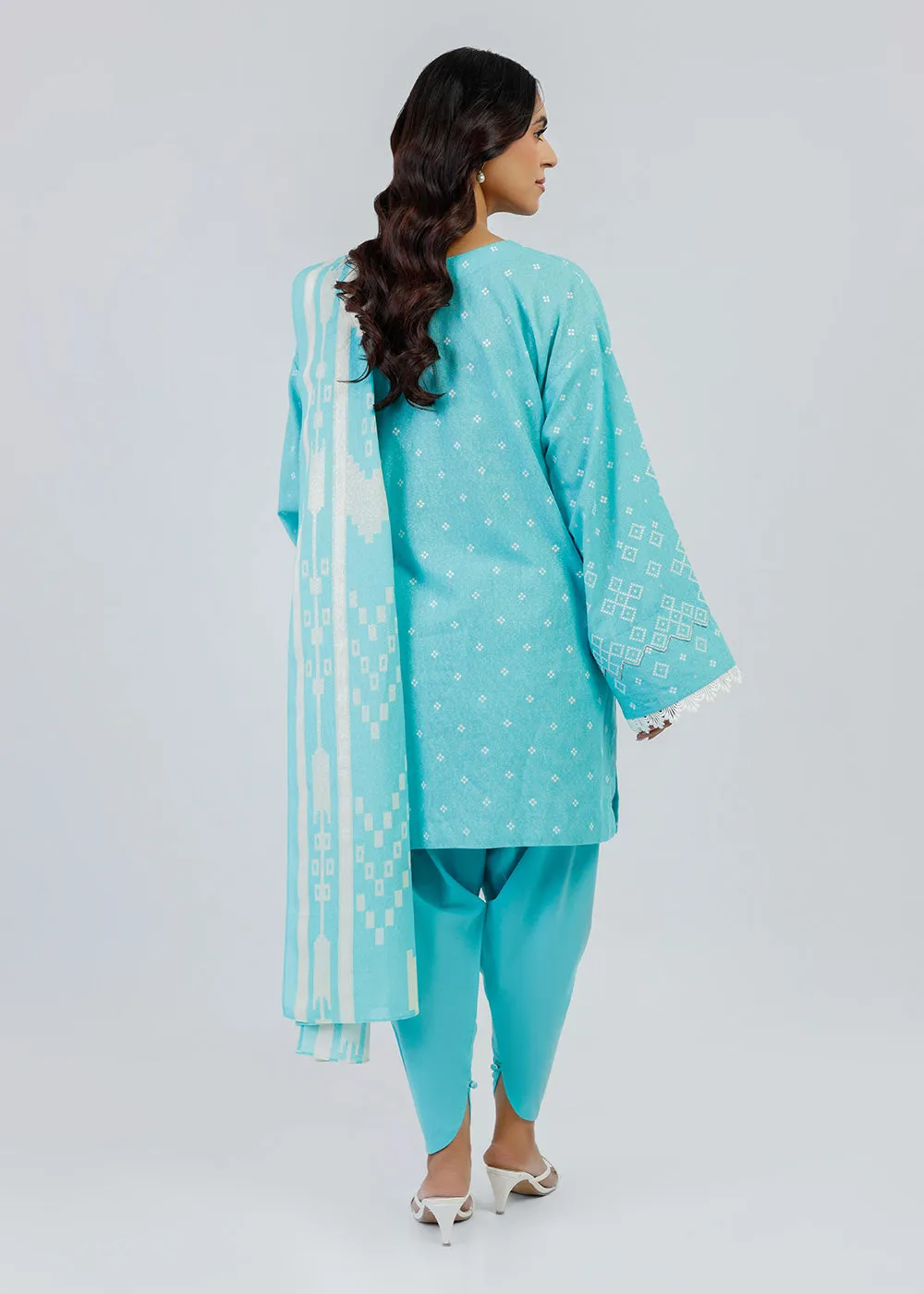 3 Piece Embroidered Karandi Suit With Karandi Dupatta