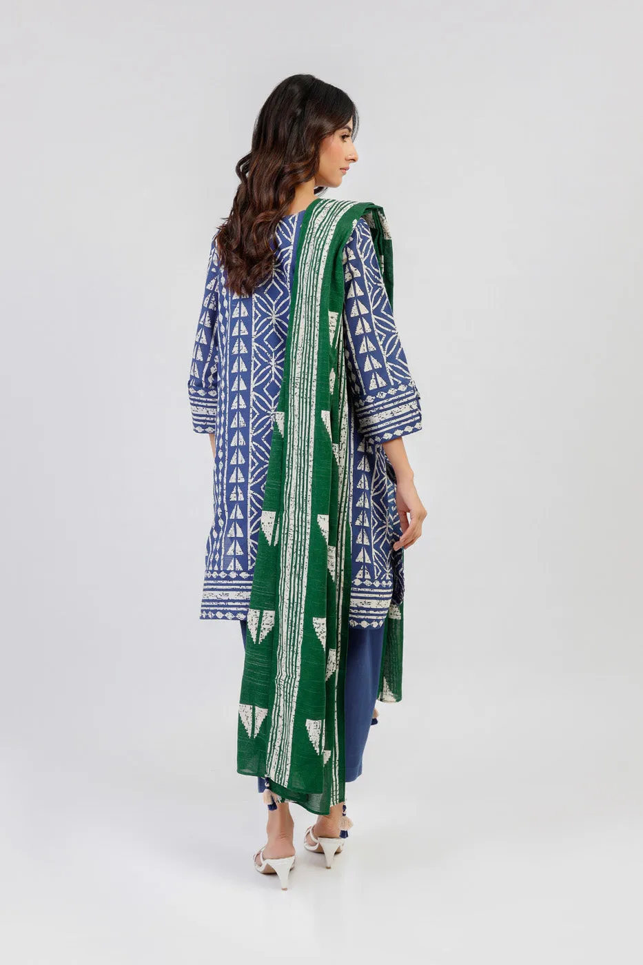 3 Piece Printed Khaddar Suit With Light Khaddar Dupatta