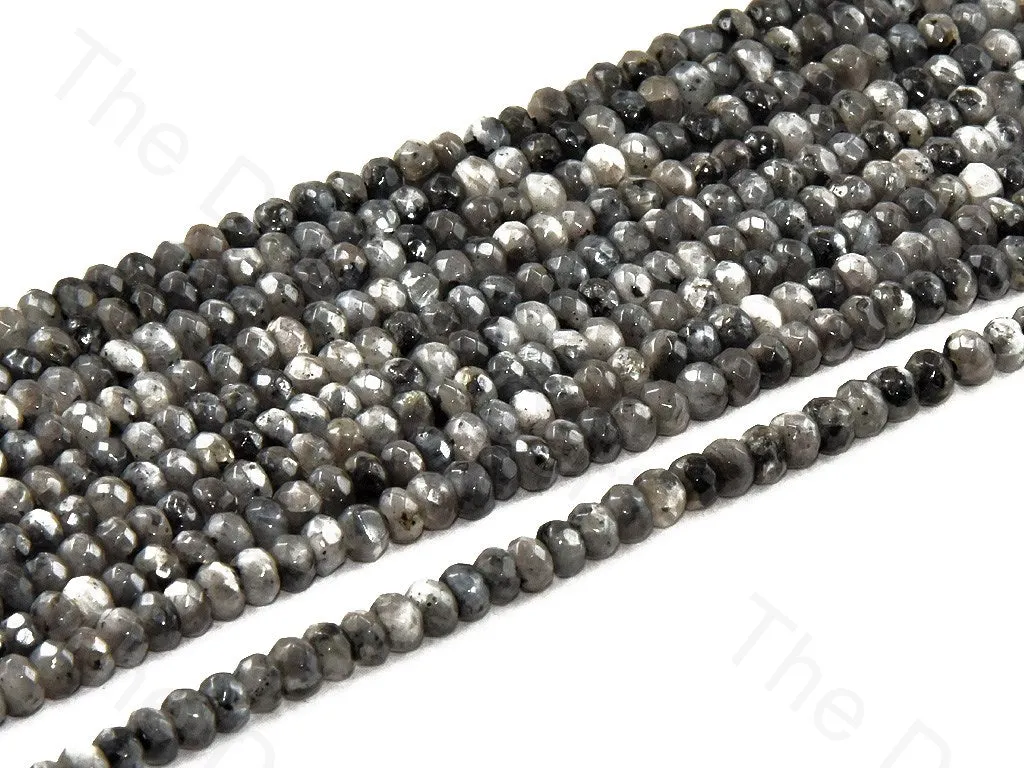 4 mm Gray Black Rondelle Jade Quartz Stones