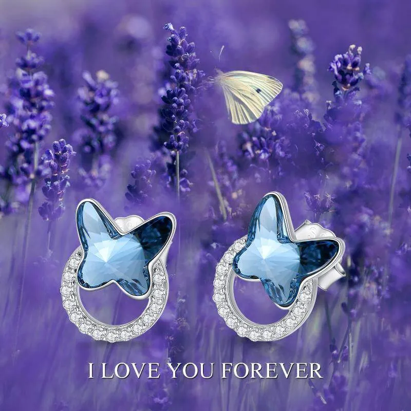 925 Sterling Silver Butterfly Stud Earrings