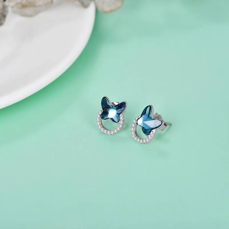 925 Sterling Silver Butterfly Stud Earrings
