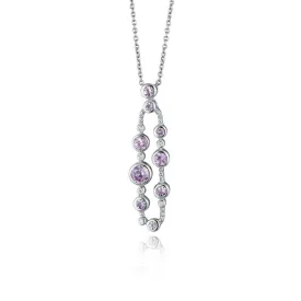 9ct White Gold & Pink Sapphire Loop Pendant Necklace