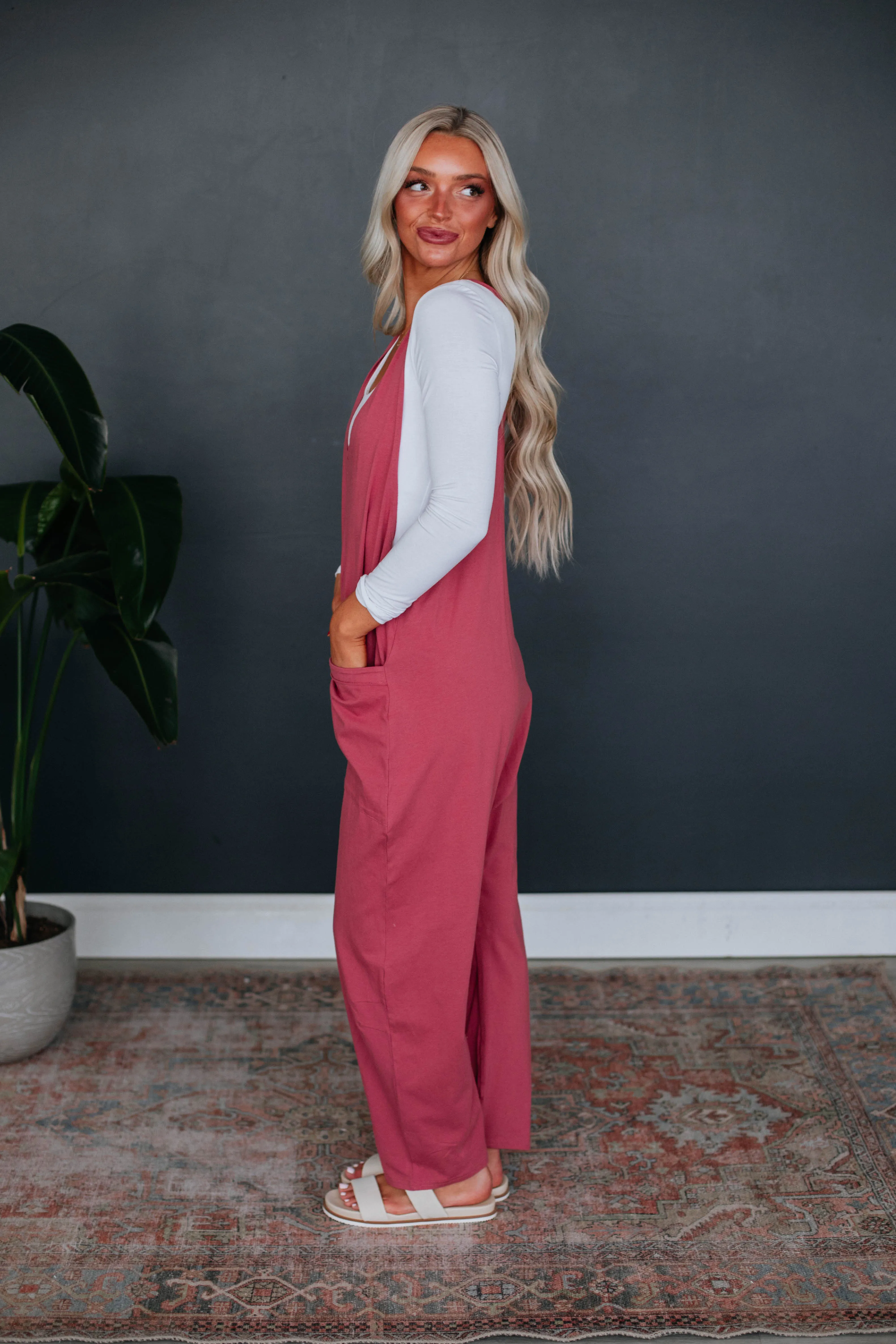 Abigail Lounge Jumpsuit - Berry