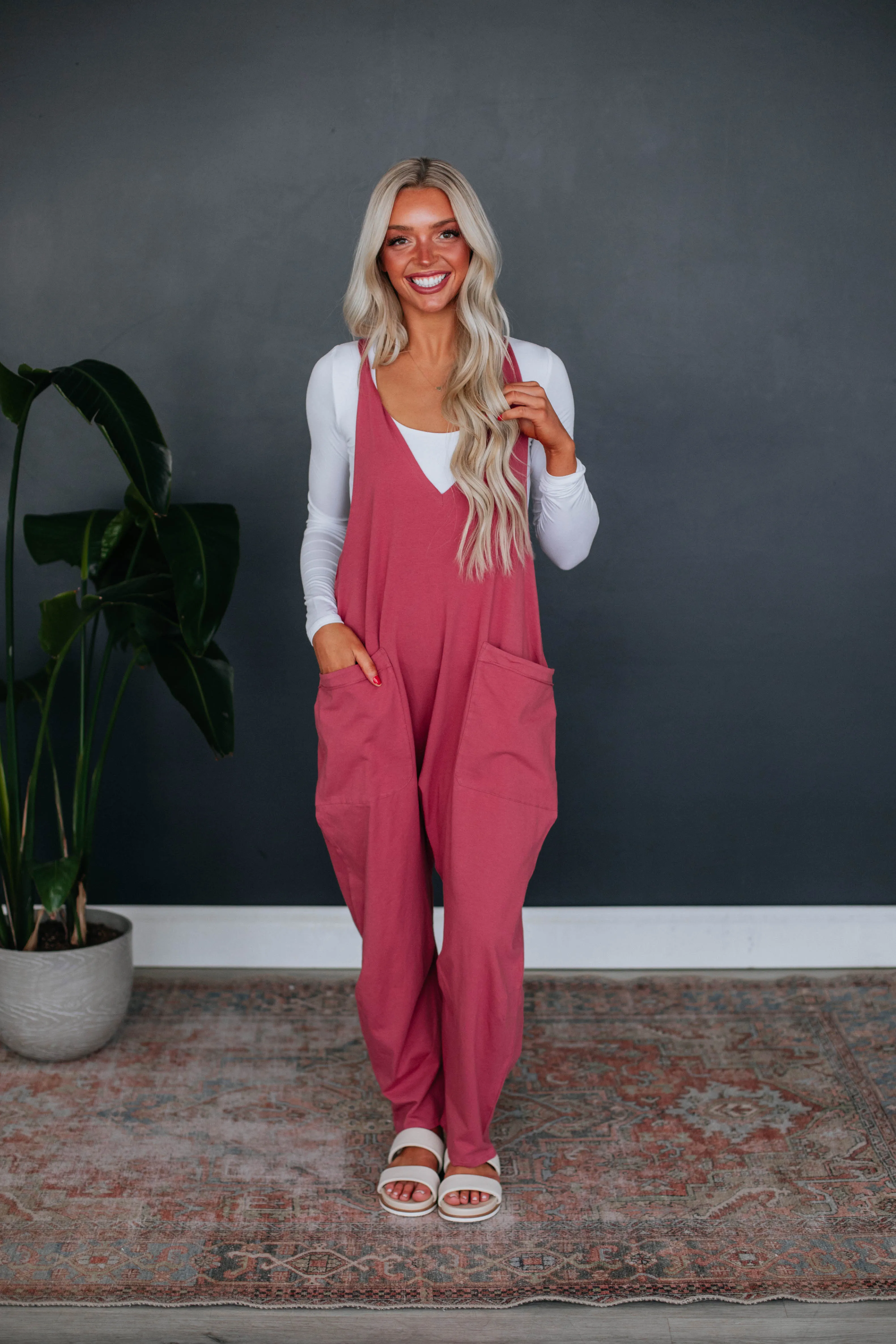 Abigail Lounge Jumpsuit - Berry