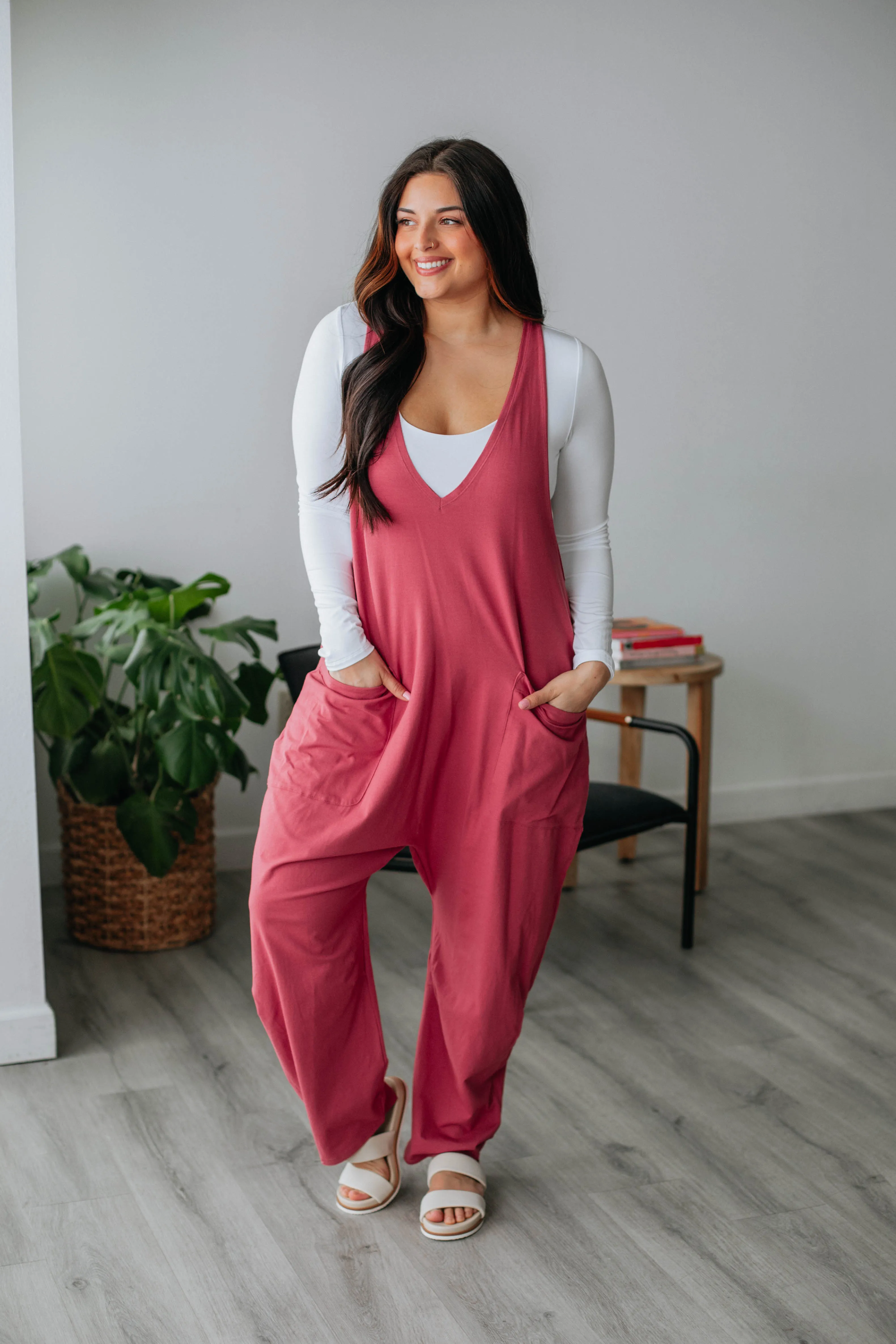 Abigail Lounge Jumpsuit - Berry