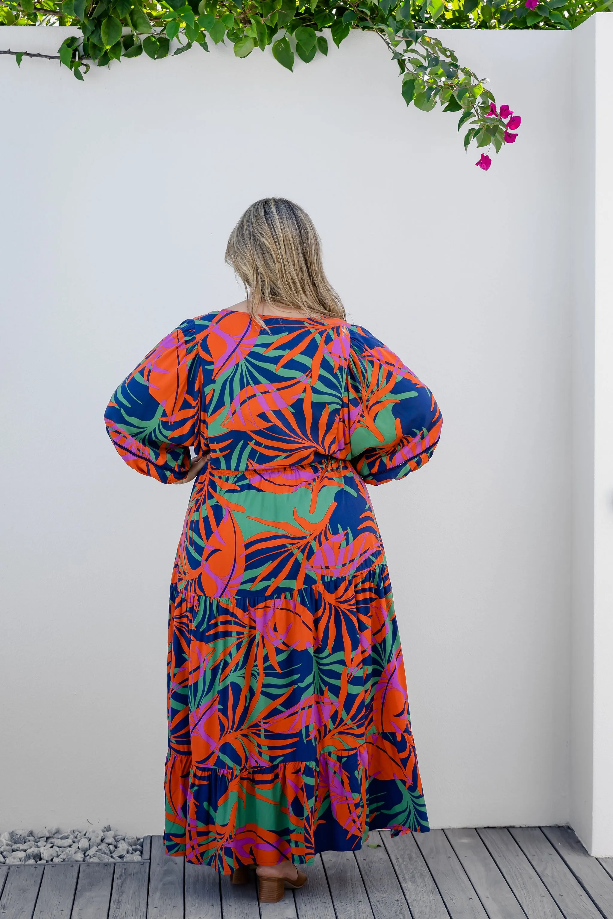 Addison Dress in Midnight Palm