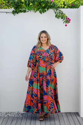 Addison Dress in Midnight Palm