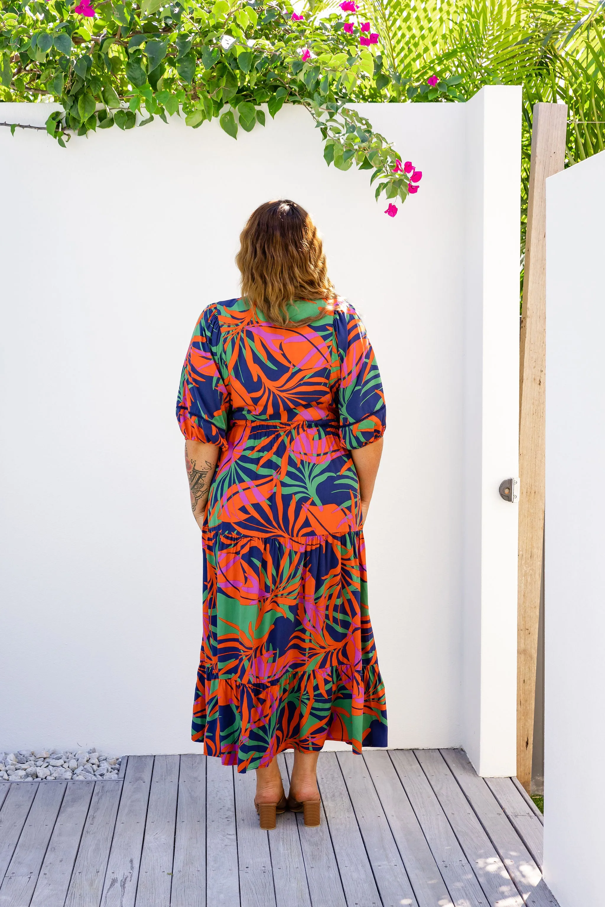 Addison Dress in Midnight Palm