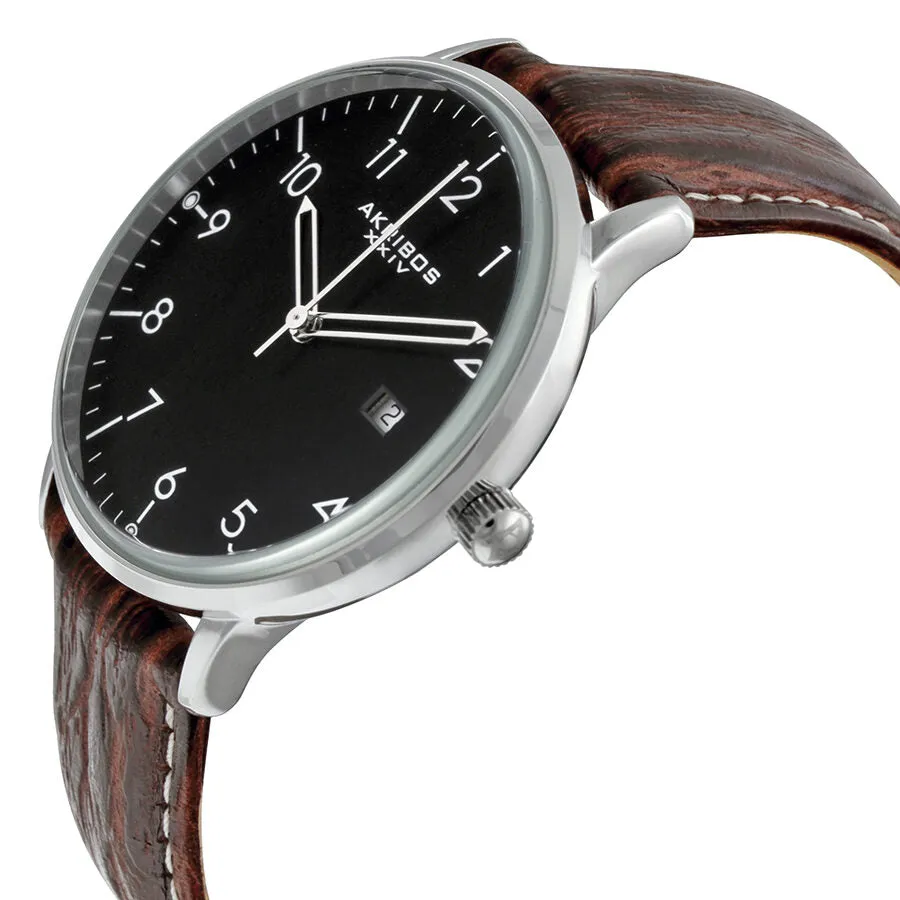 Akribos Xxiv  Black Dial Brown Leather Men's Watch AK715SSB