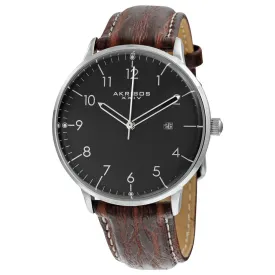 Akribos Xxiv  Black Dial Brown Leather Men's Watch AK715SSB
