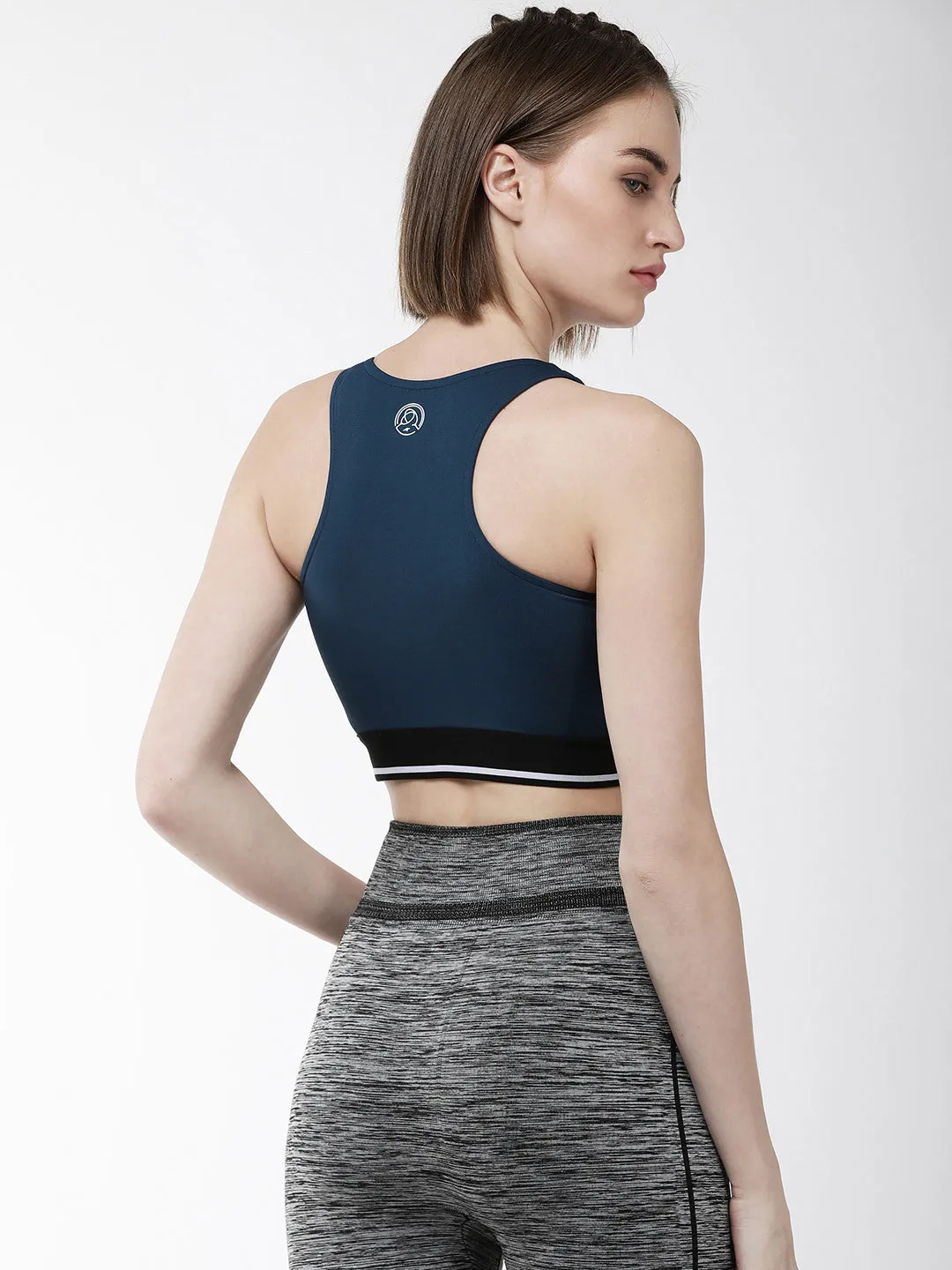 Alcis Women Navy Blue Solid Non-Wired Lightly Padded Training Sports Bra WBRSSRA3572