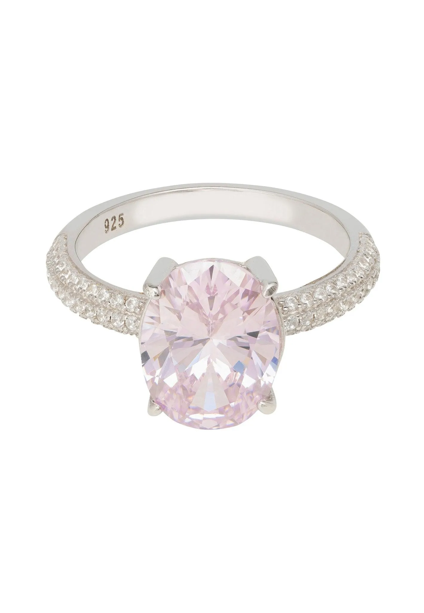 Alexandra Oval Cocktail Ring Morganite Silver