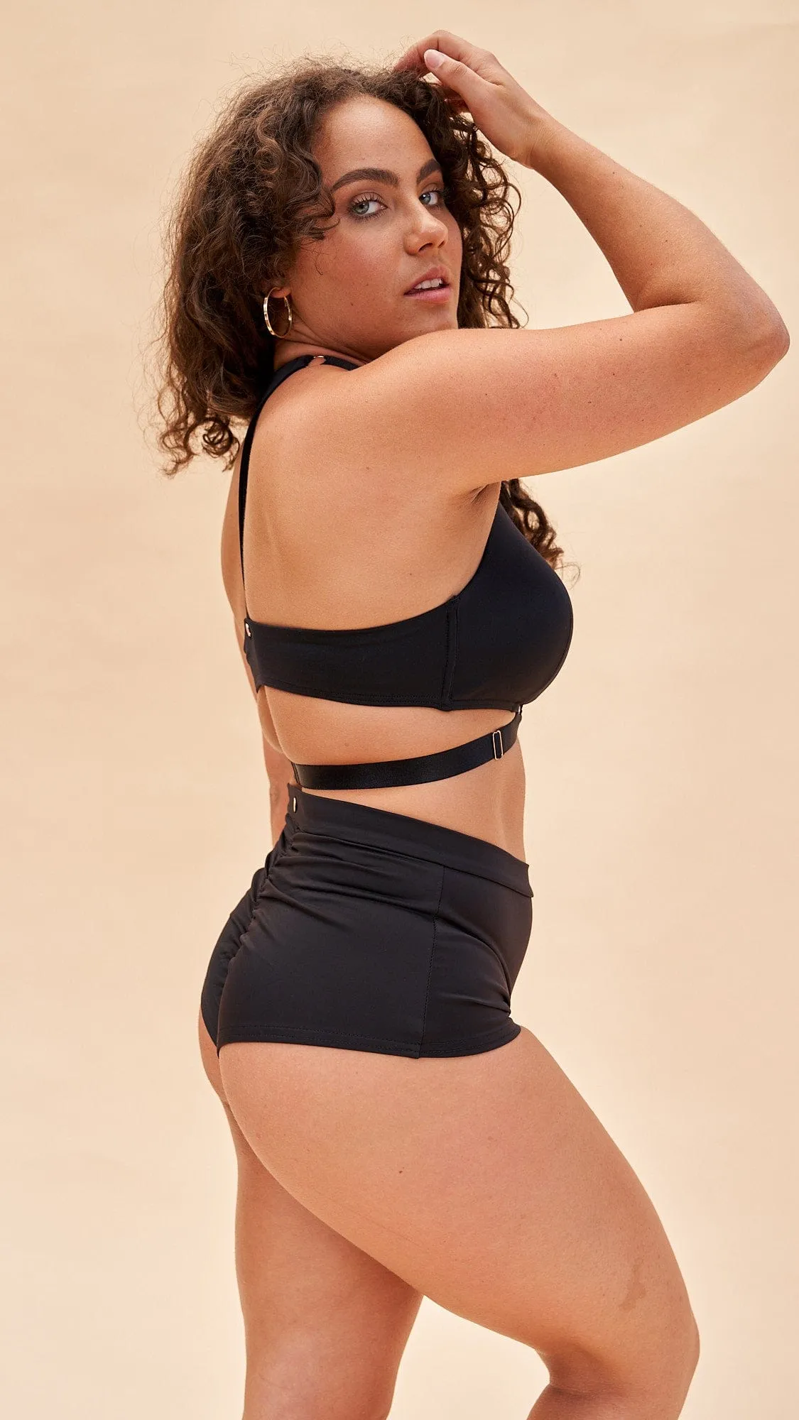 Amber Top - Adjustable Strappy Racerback Moulded Top Recycled Black