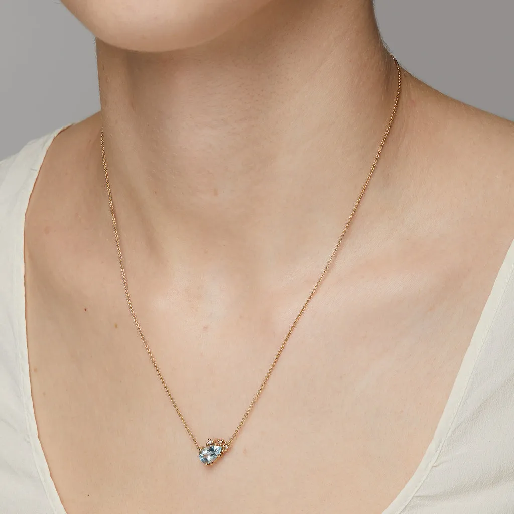 Aquamarine and Diamond Encrusted Pendant