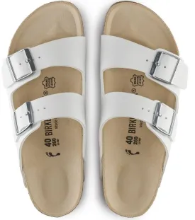 Arizona Adult Birko Flor Sandal - White with Silver Buckles
