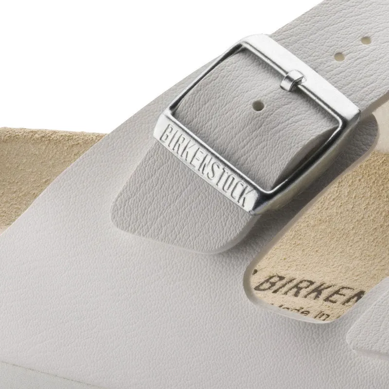 Arizona Adult Birko Flor Sandal - White with Silver Buckles