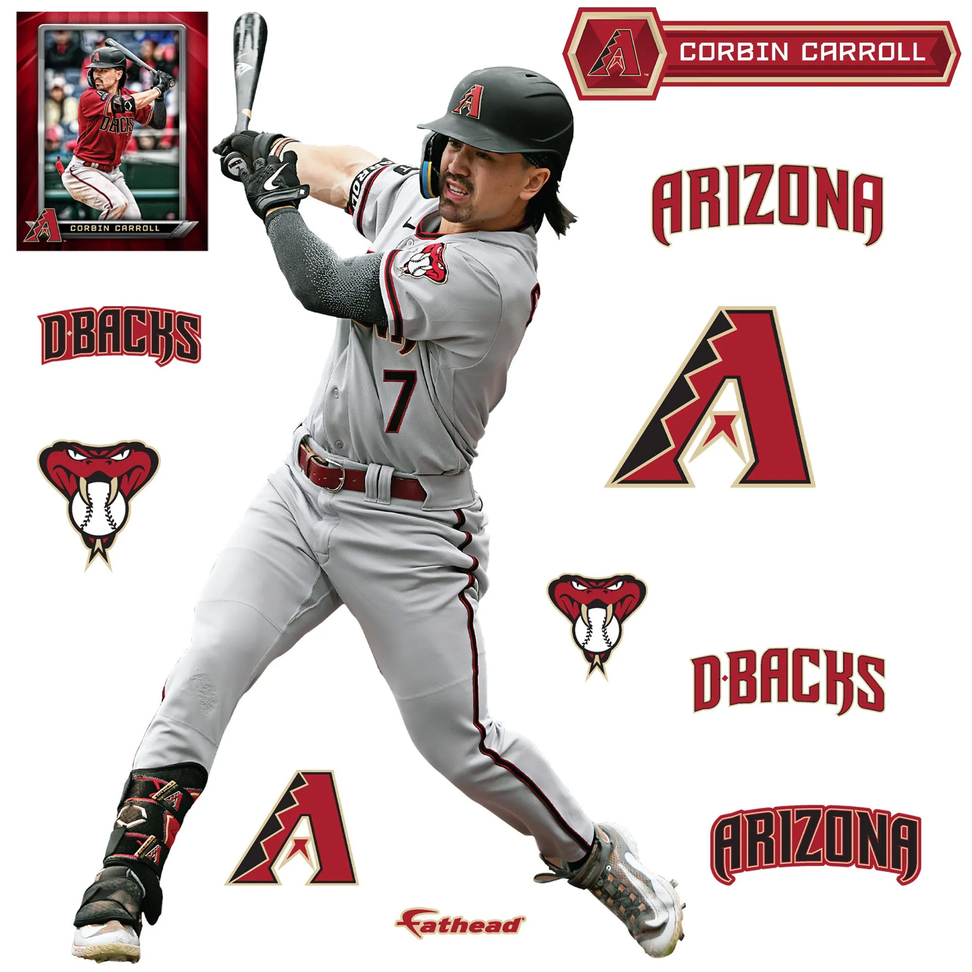 Arizona Diamondbacks: Corbin Carroll  Swing        - Officially Licensed MLB Removable     Adhesive Decal