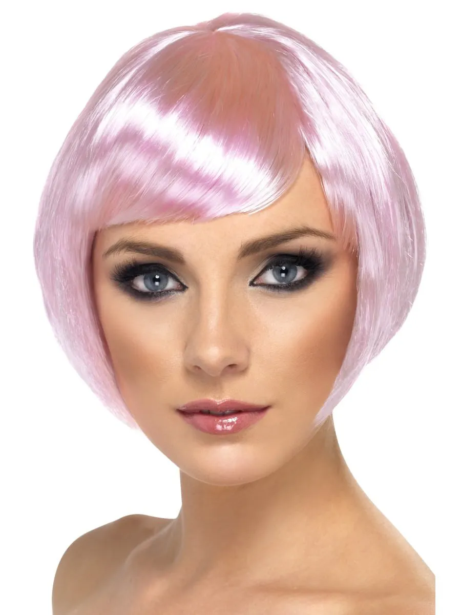 Babe Wig, Pink, Short Bob with Fringe