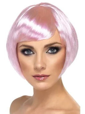 Babe Wig, Pink, Short Bob with Fringe