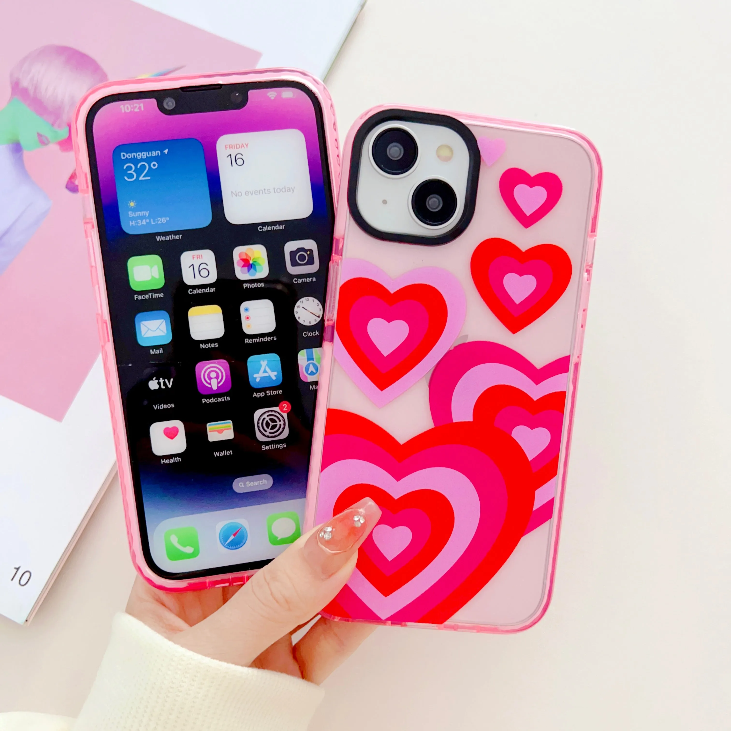Baby Pink Heart Designer Impact Proof Case for iPhone