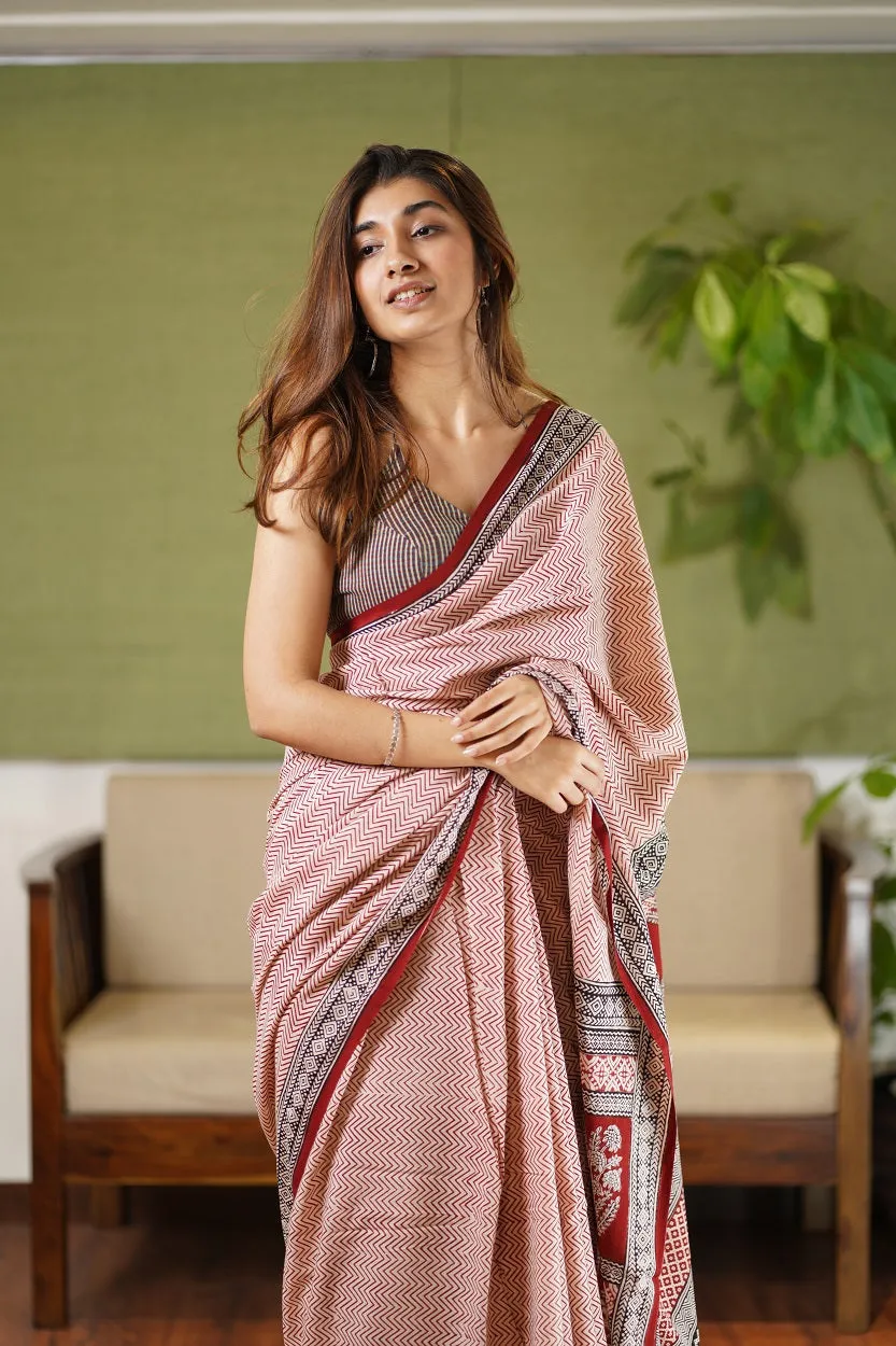 Bagh Hand Block Printed Cotton Saree