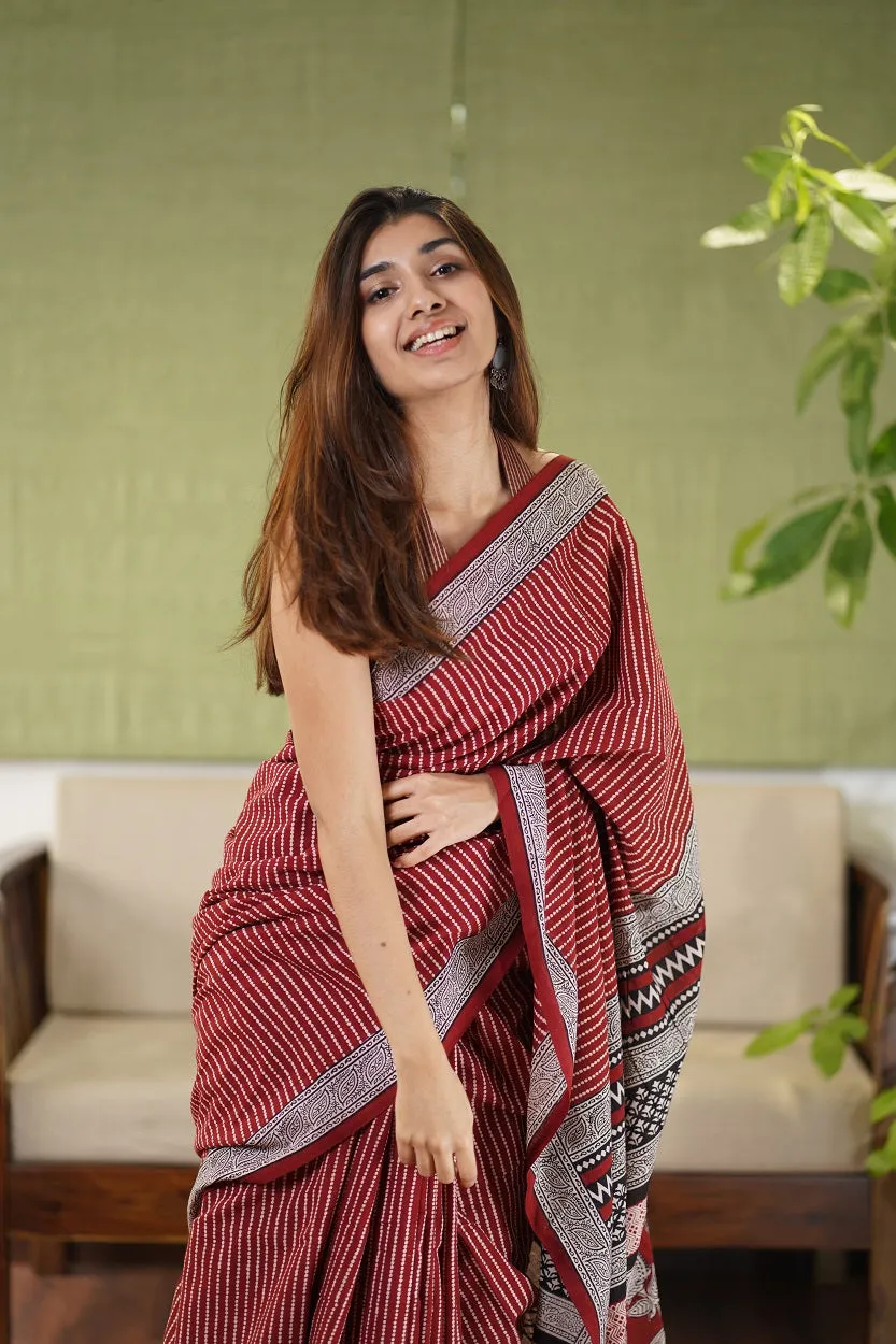 Bagh Hand Block Printed Cotton Saree