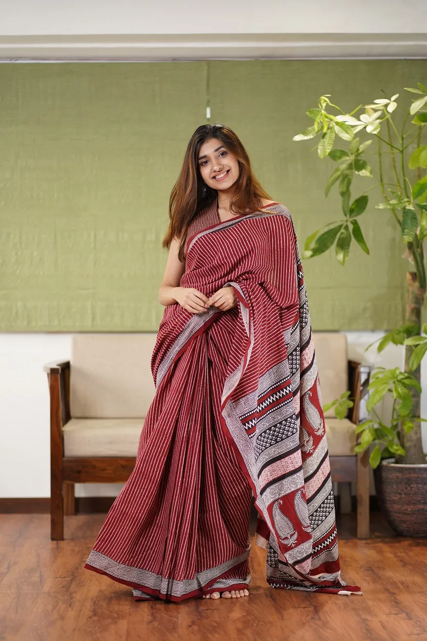 Bagh Hand Block Printed Cotton Saree