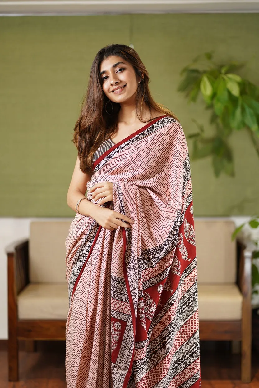 Bagh Hand Block Printed Cotton Saree