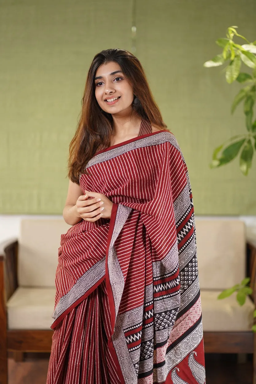 Bagh Hand Block Printed Cotton Saree