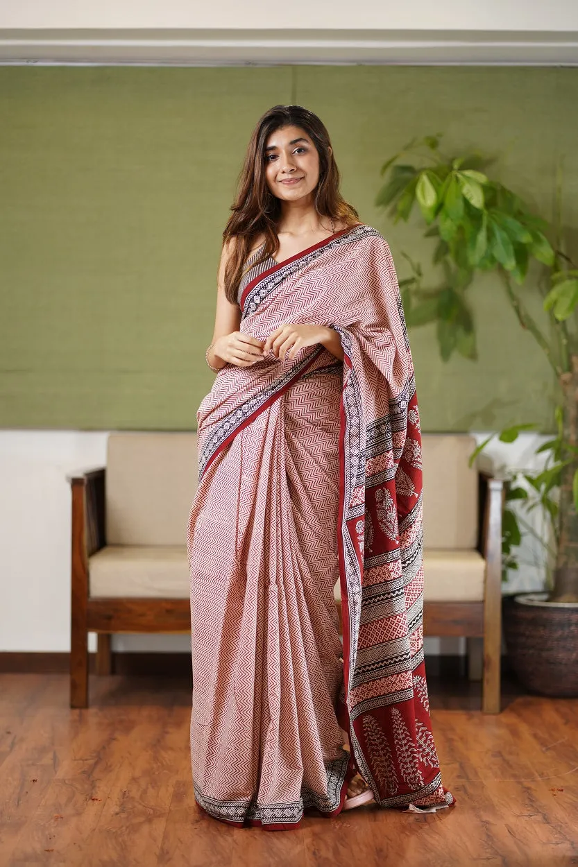 Bagh Hand Block Printed Cotton Saree