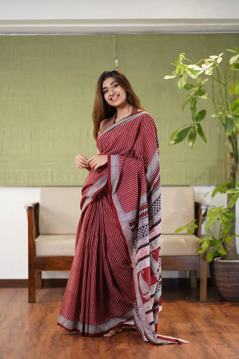 Bagh Hand Block Printed Cotton Saree