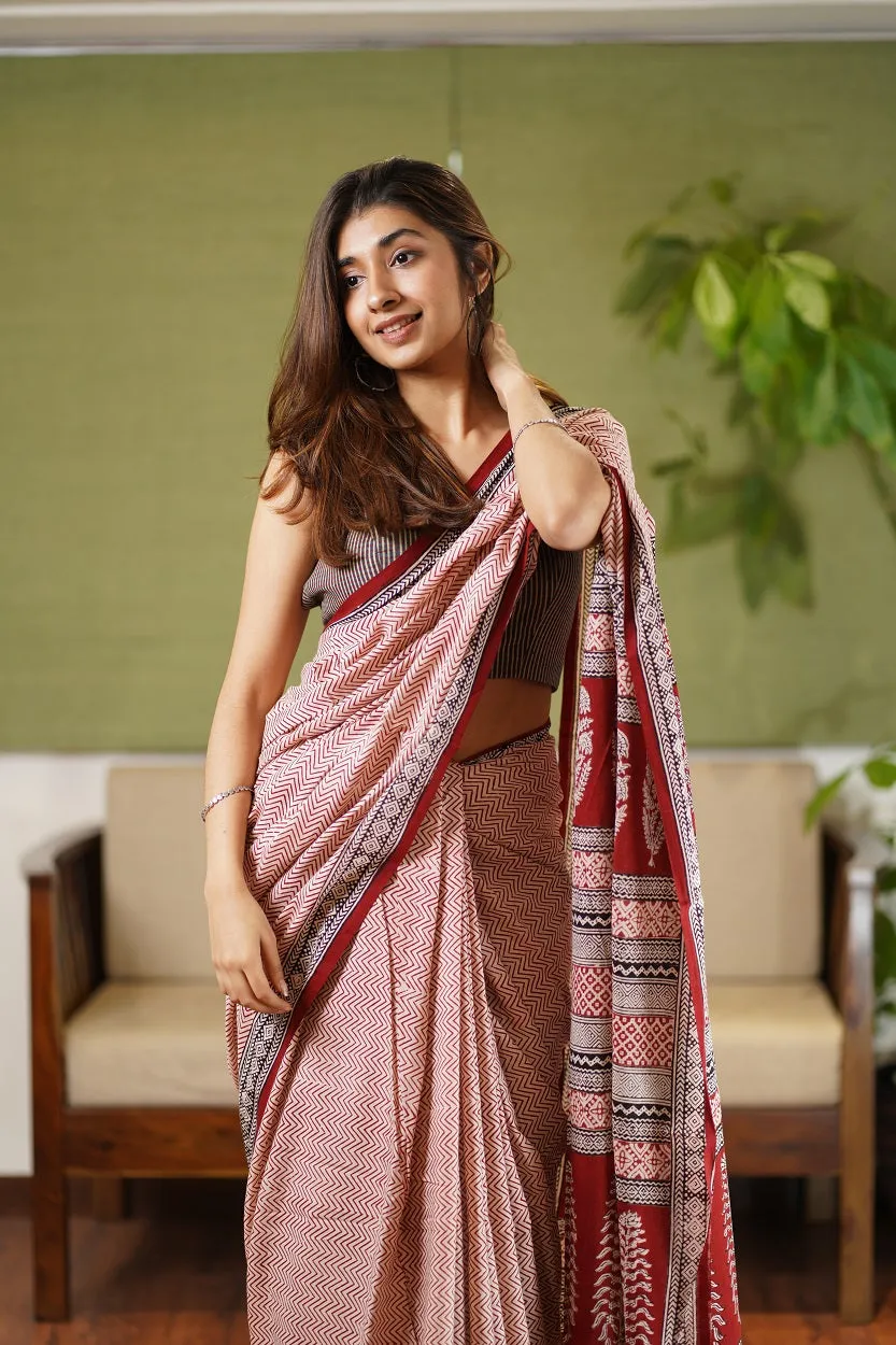 Bagh Hand Block Printed Cotton Saree
