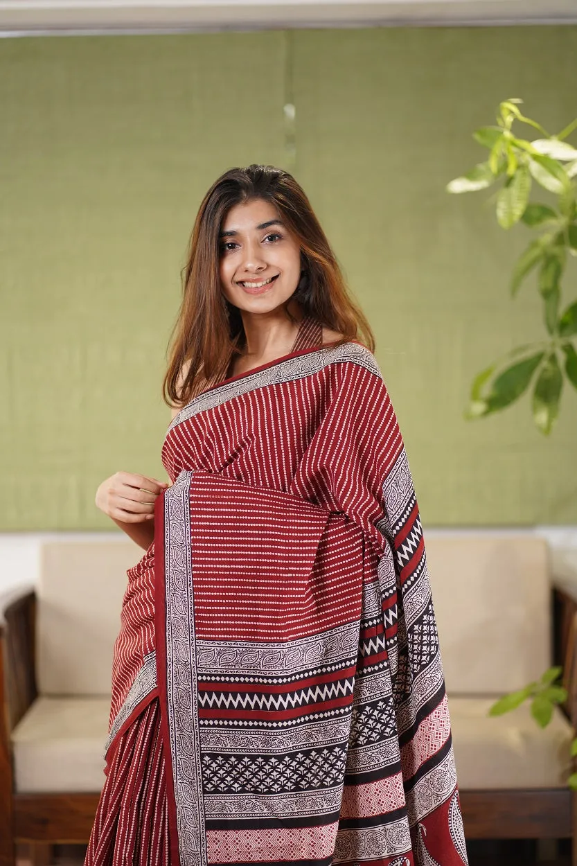Bagh Hand Block Printed Cotton Saree