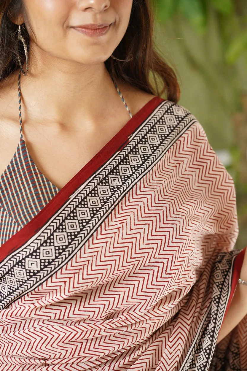Bagh Hand Block Printed Cotton Saree
