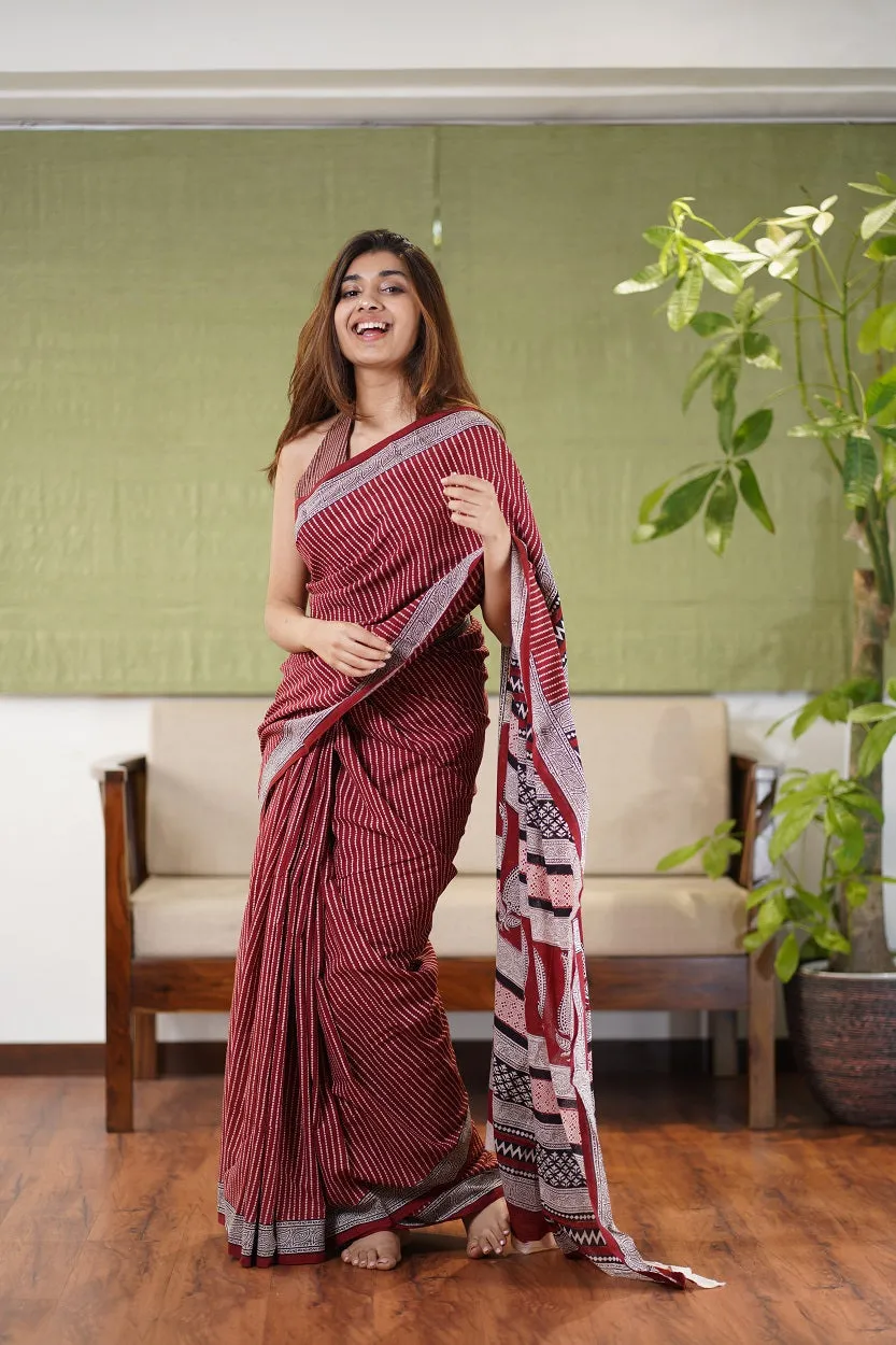 Bagh Hand Block Printed Cotton Saree