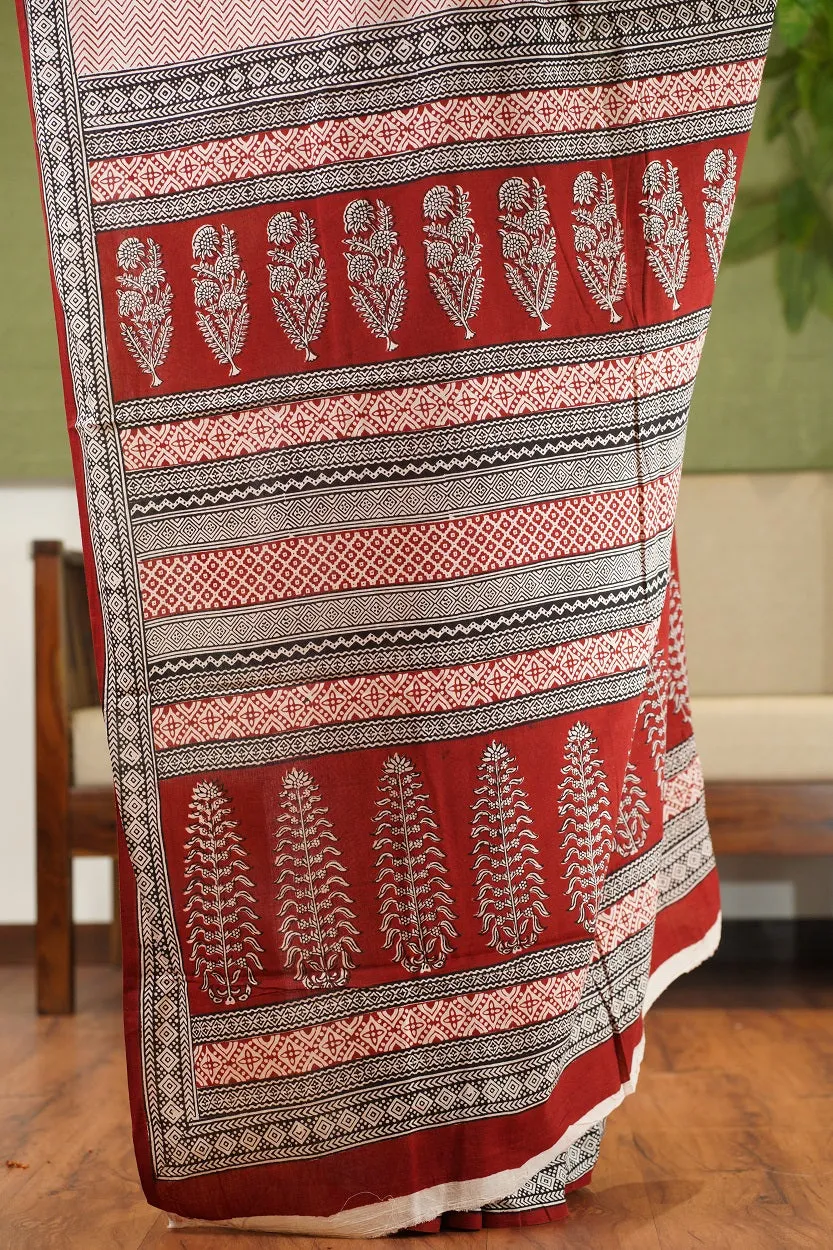 Bagh Hand Block Printed Cotton Saree