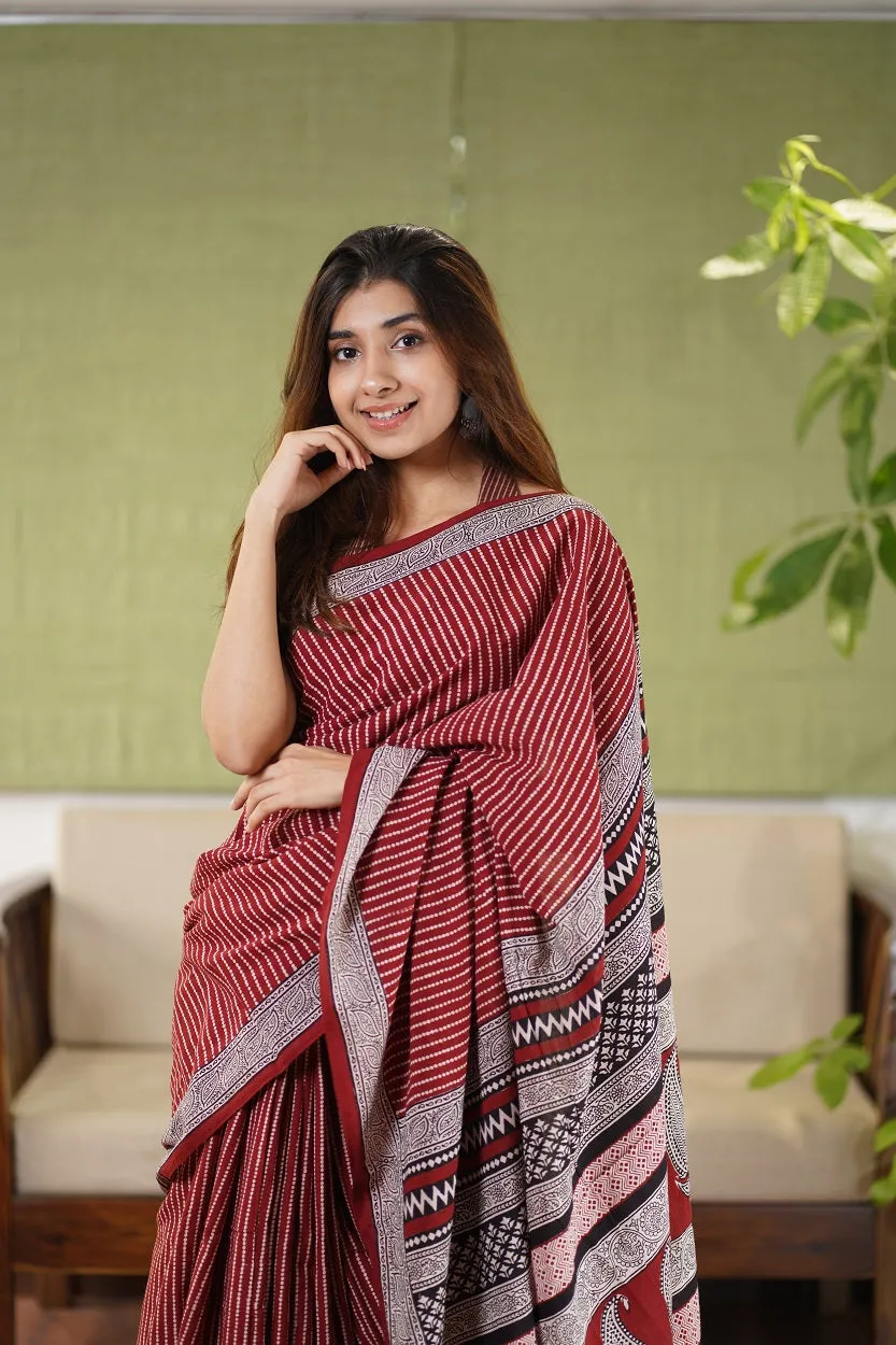 Bagh Hand Block Printed Cotton Saree