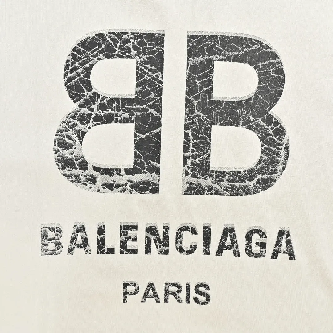 Balenciaga Cracked 'BB' Logo T-Shirt (White)