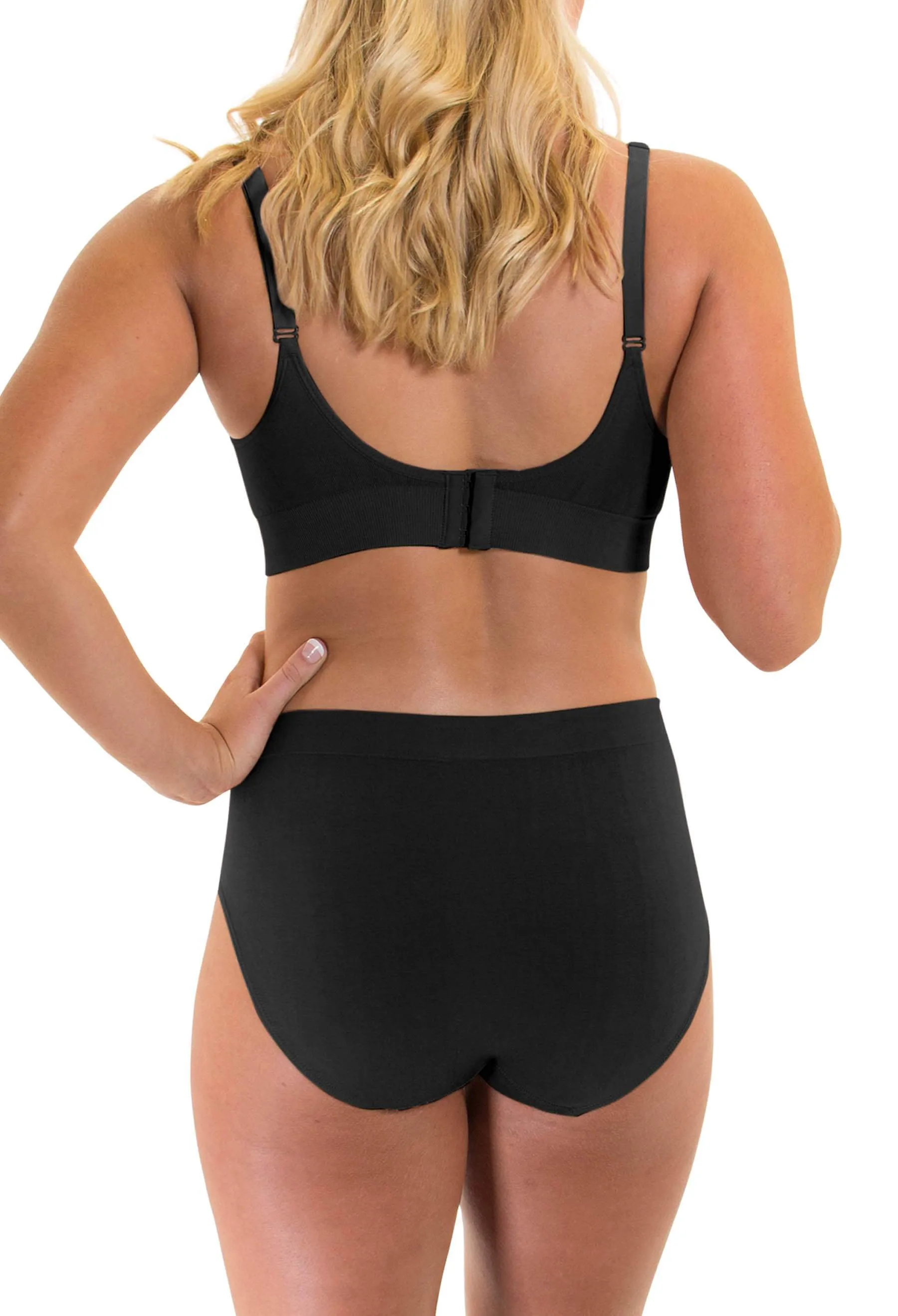 Black Bamboo Nursing Bra   High Cut Undies Set With FREE Eco-Friendly Reusable Nursing Pads