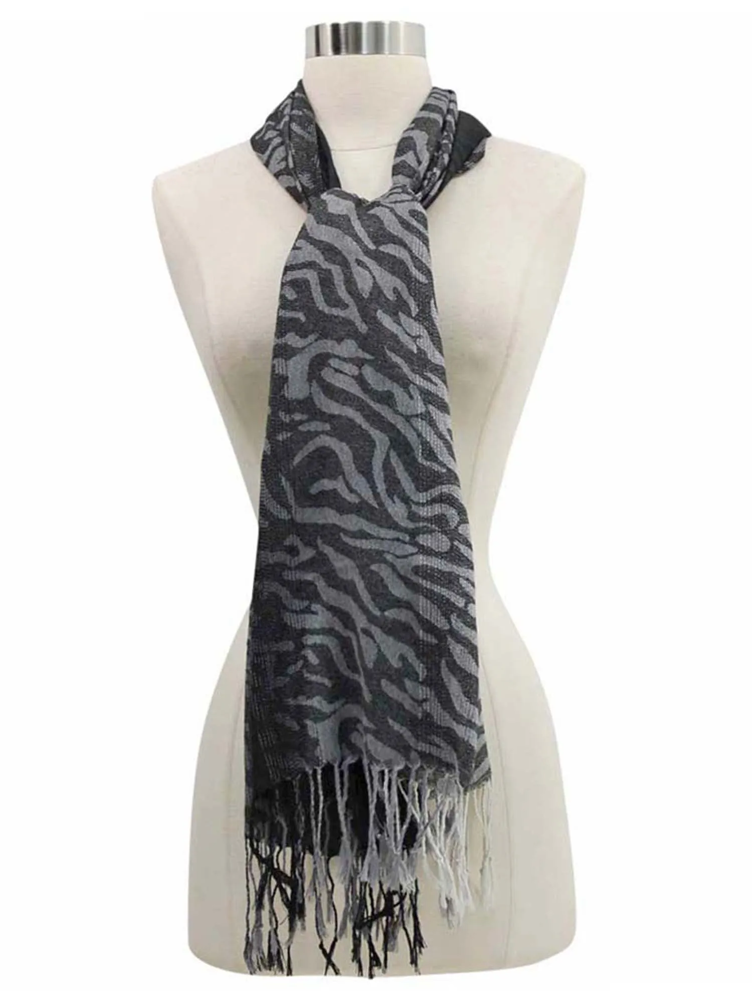 Black Tiger Striped Pashmina Shawl