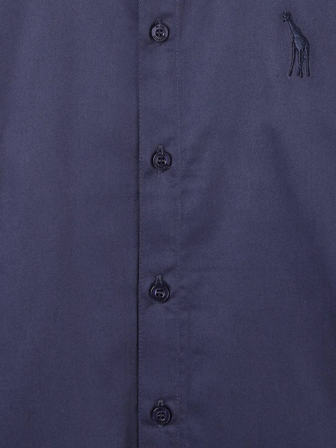 Blue Giraffe Boys Blue Solid Spread Collar Full Sleeves Shirt