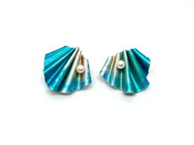 CABO | Mermaid's tail Pearl Earrings | Light Blue/Gold