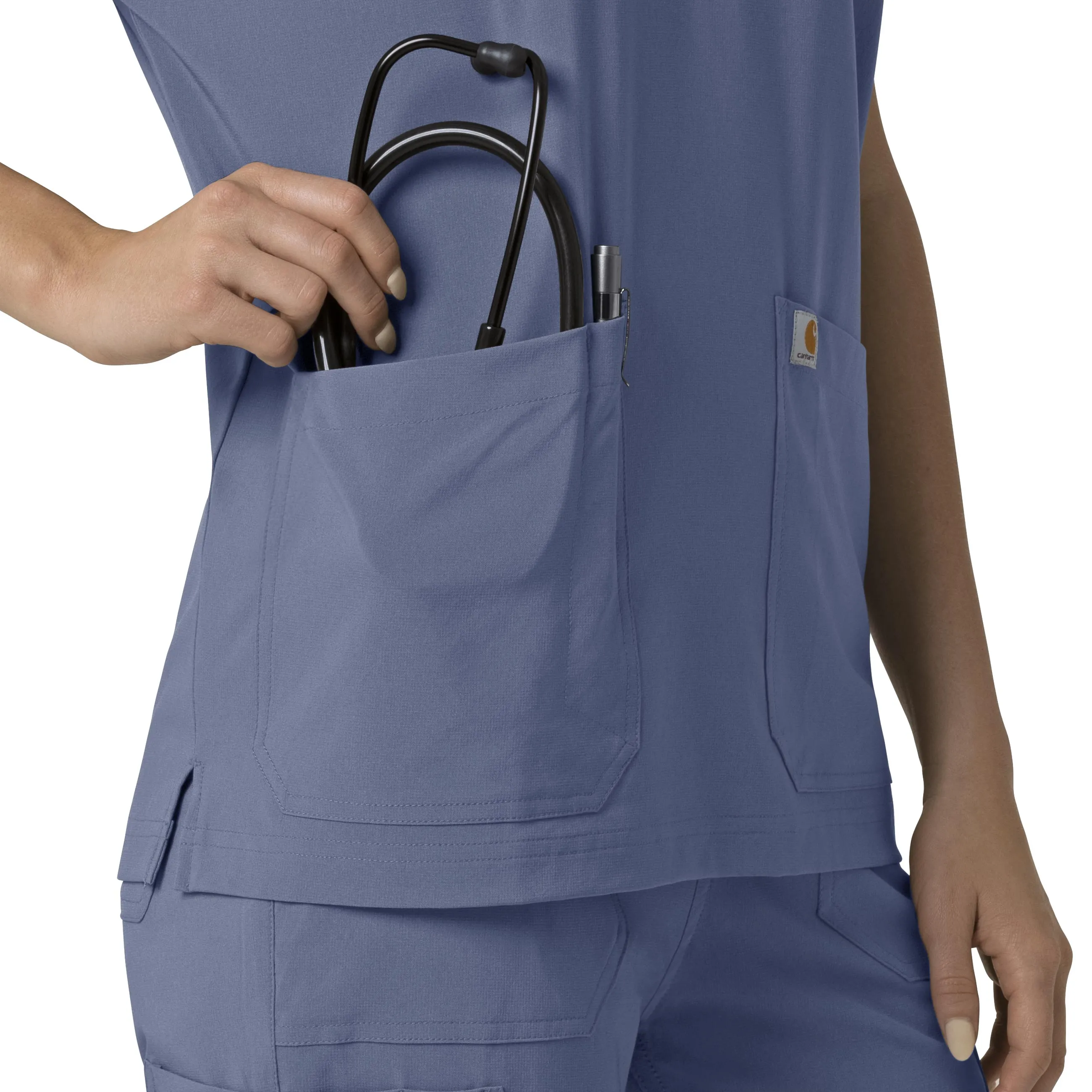 Carhartt Force Cross-Flex Women's Oversized V-Neck Scrub Top - Riverside
