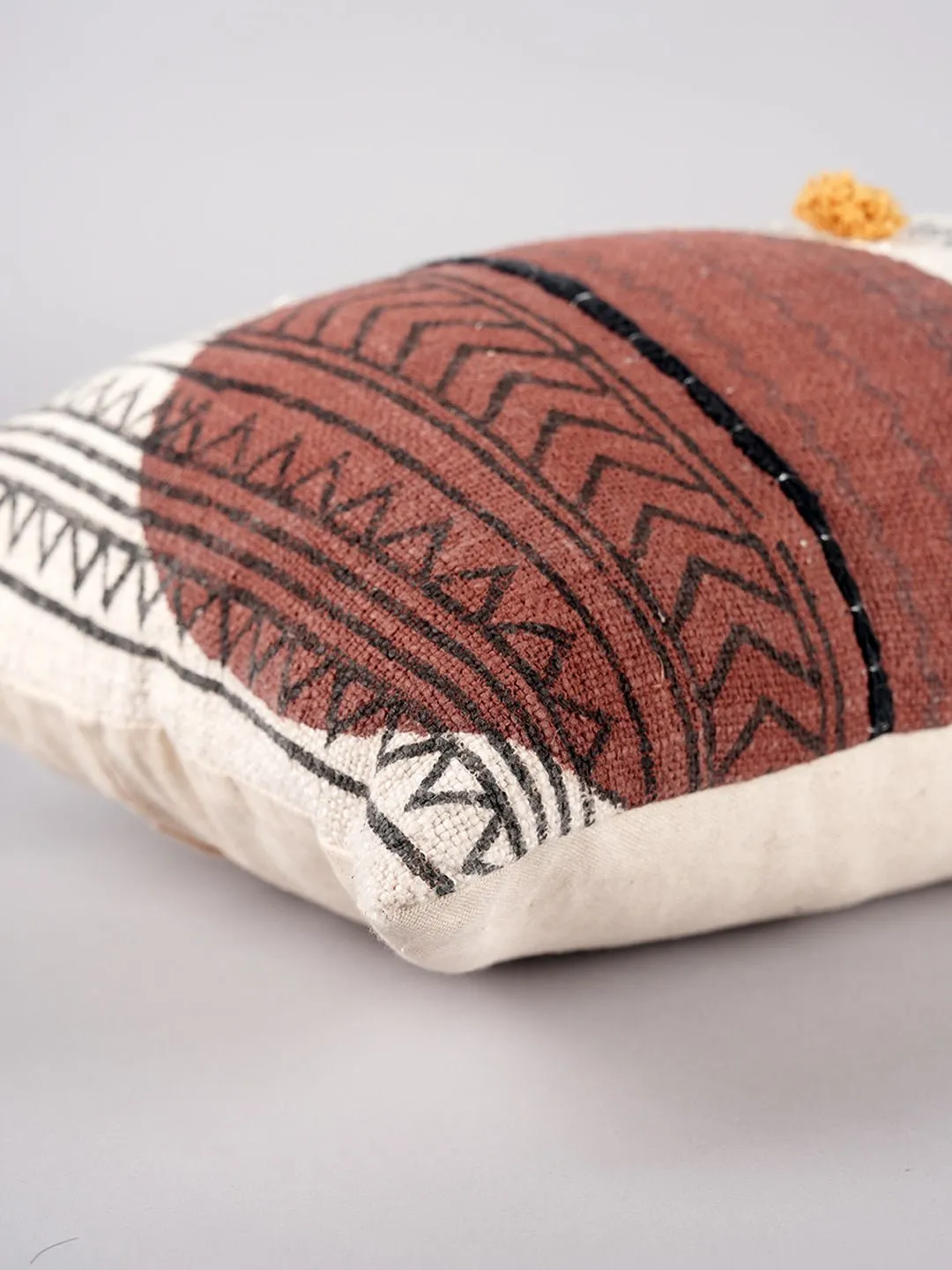 CIRCULAR LINE MATRIX - BLOCK PRINTED LUMBAR CUSHION COVER